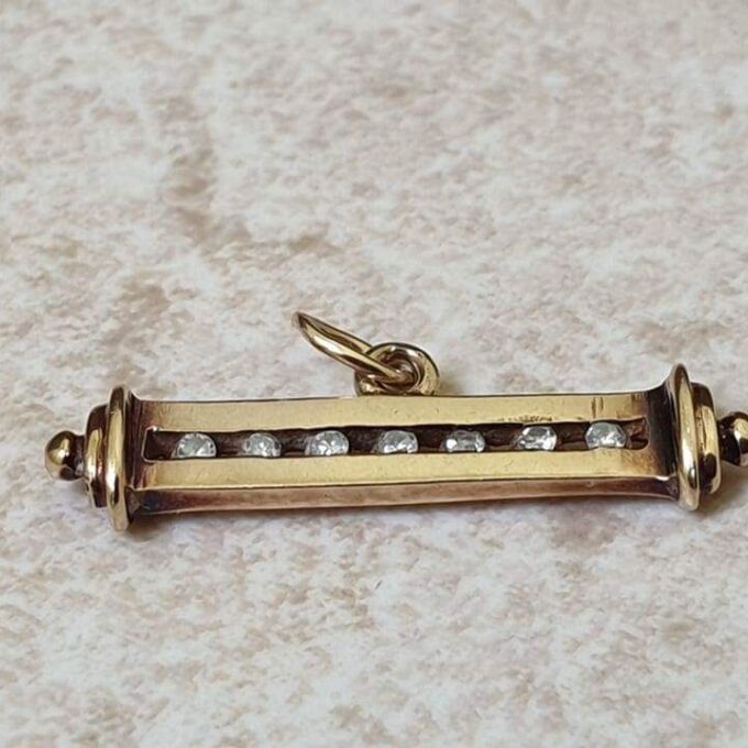 Diamond Set T Bar Pendant in 9ct Gold