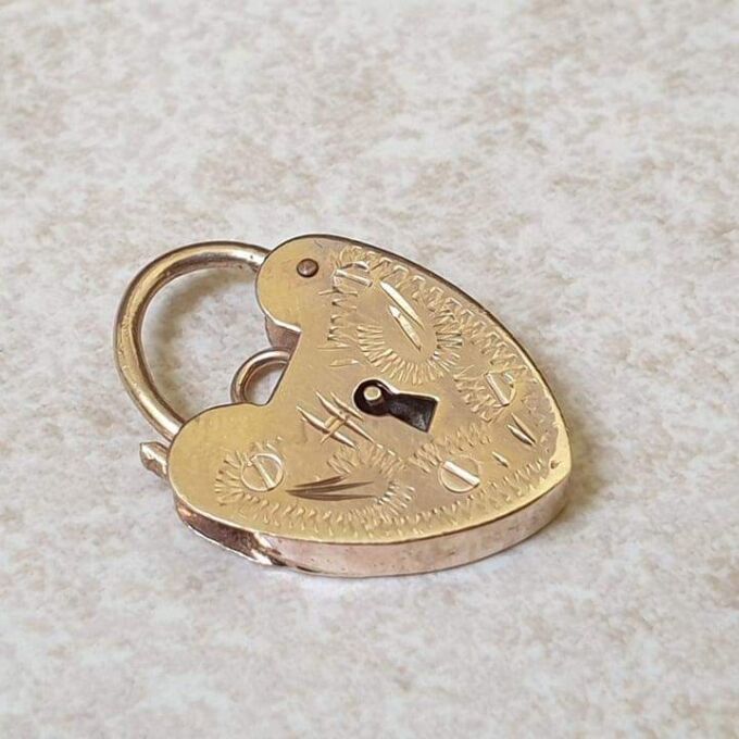 Engraved Front Small Padlock in 9ct Gold