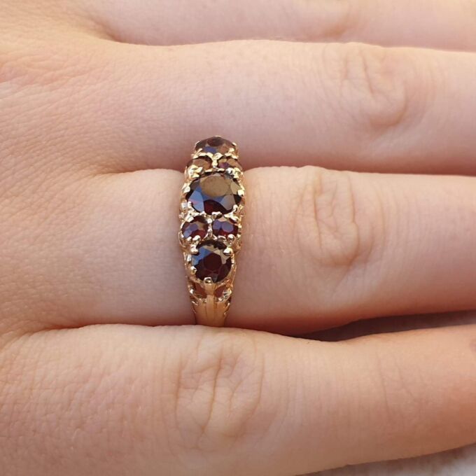 Multistone Garnet Ring in 9ct Gold,  a UK J or a US 5.