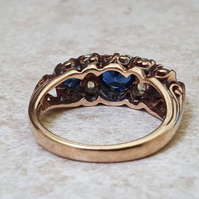 Synthetic Sapphire Gypsy Ring in 9ct Gold.