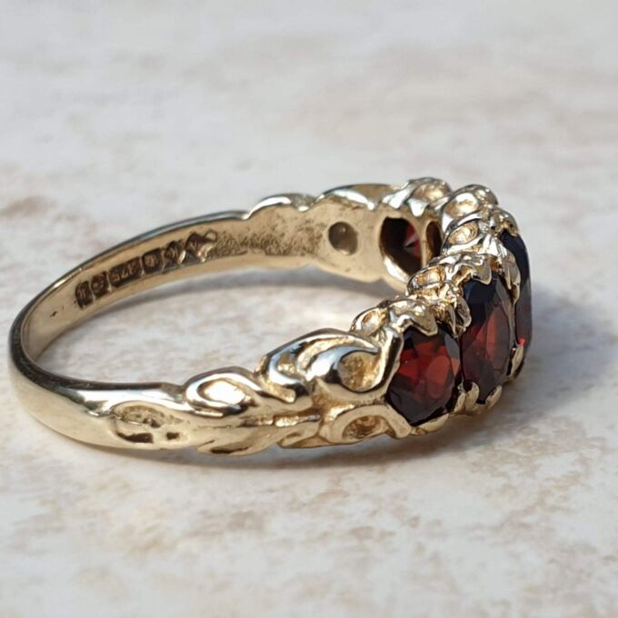 Five Stone Garnet Ring in 9ct Gold,  a UK M or a US 6.