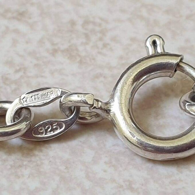 Long Length Italian Silver Bar and Link Chain Necklace, 33 inches.