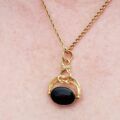 Onyx and Agate Spinner Fob in 9ct Gold