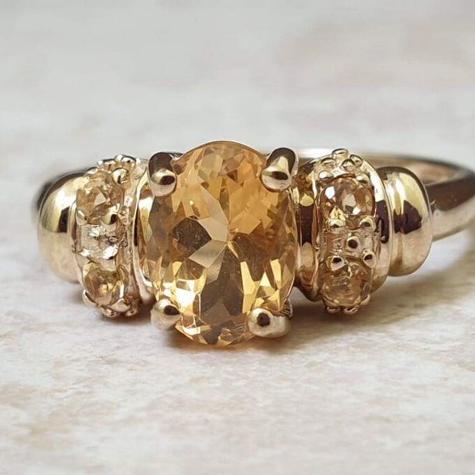 Citrine Ring in 9ct Gold,  a UK N or a US 6 3/4.