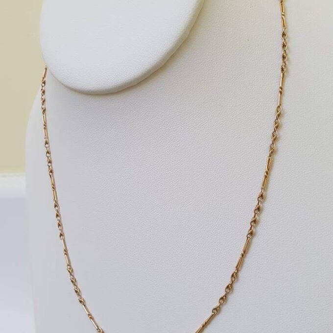 Antique Fancy Link Paperclip Chain Necklace in 9ct Gold, 18 inches.
