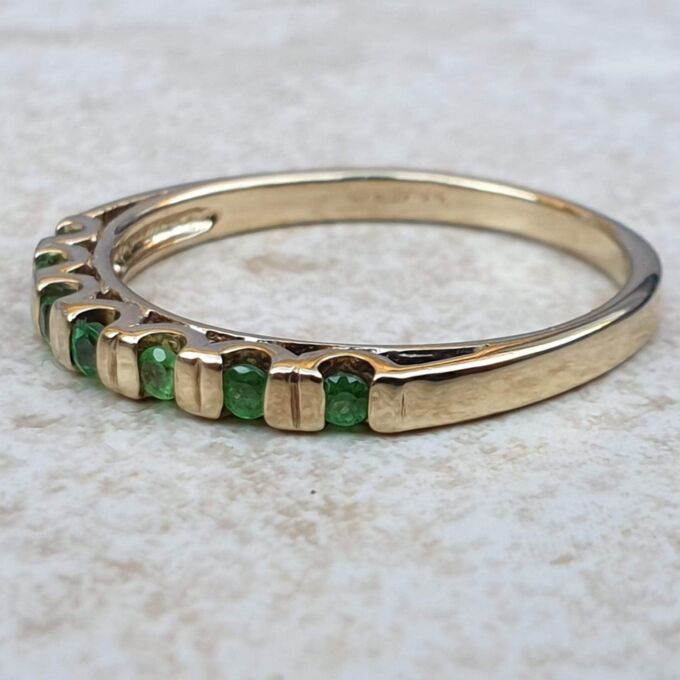 Reserved – Green Garnet Stacking Band in 9ct Gold.