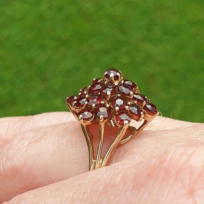 Huge Statement Garnet Cluster ring in 9ct Gold.