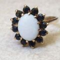 Opal and Sapphire Cluster Ring in 9ct Gold.