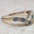 Topaz and Diamond Wishbone or Chevron Ring in 9ct Gold.