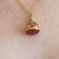Carnelian Fob Pendant in 9ct Gold
