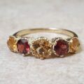 Citrine and Garnet Ring in 9ct Gold, a UK N or a US 7