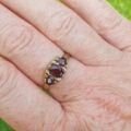 Three Stone Garnet Ring in 0ct Gold, a UK Q or a US 8 1/2