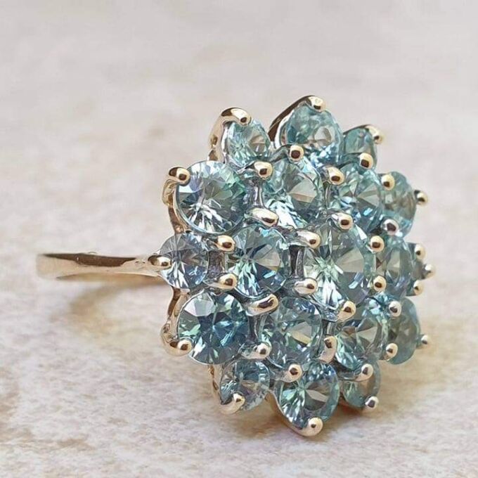 Huge Topaz Cluster Ring in 9ct Gold.