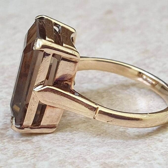 Huge Quartz Solitaire Ring in 9ct Gold