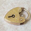 Engraved Front Fully Working Heart Padlock in  9ct Gold