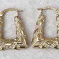 Geometric Textured Hoop Earrings in 9ct Gold