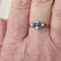 Twin Sapphire and Diamond Ring in 18ct Gold,  a UK P or a US 8.