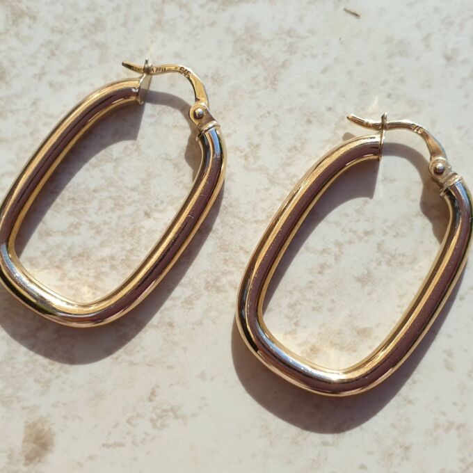 Squared Hoop Earrings in 9ct Gold