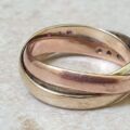 Gemset Three Colour Russian Wedding Ring in 9ct Gold.