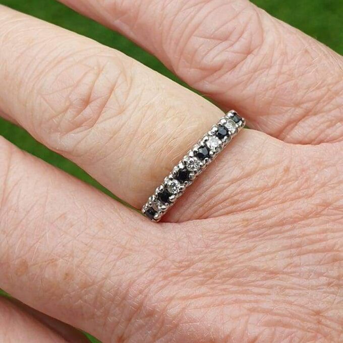 Spinel and Diamond Half Eternity Stacking Ring in 9ct Gold, a UK L or a US 6
