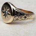 Sold Oval Diamond Signet Ring in 9ct Gold,  a UK S or a US 9 1/2.