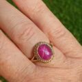 Synthetic Star Pink Ruby Ring in 9ct Gold.