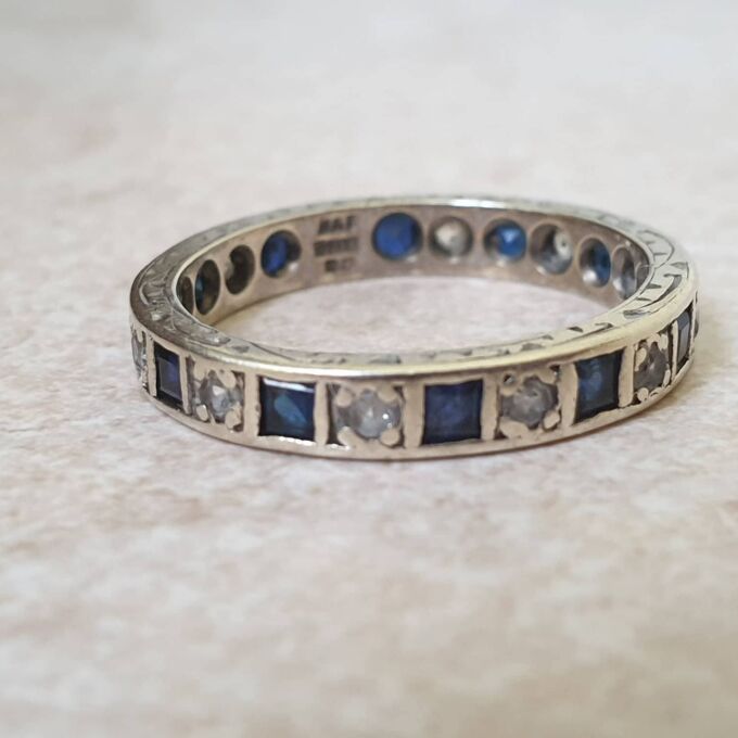 Sapphire and Spinel Full Eternity Ring in 9ct Gold, a UK M or a US 6 1/2