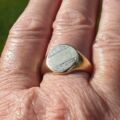 Oval Part Engraved Signet Ring in 9ct Gold.