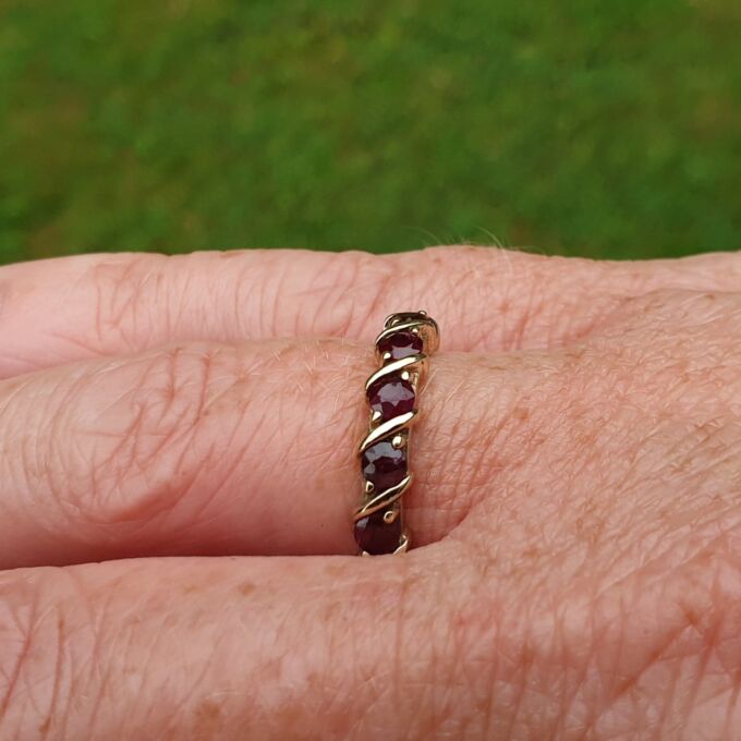 Five Stone Ruby Ring in 9ct Gold.