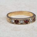 Pretty Red and White Paste Stone Ring in 9ct Gold, a UK L 1/2 or a US 6 1/4.