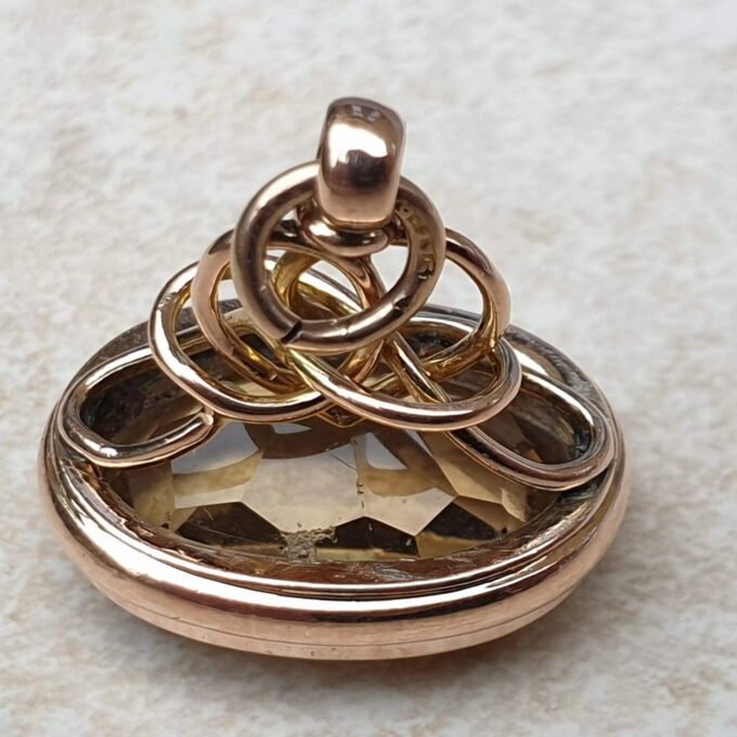 Oval Citrine Fob Pendant in 9ct Gold