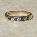 Channel Set Sapphire and Diamond Ring in 9ct Gold, a UK L 1/2 or a US 6 1/4