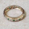 Emerald and Diamond Eternity Ring in 9ct Gold, a UK O or a US 7 1/2