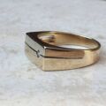 Oblong Diamond Set Signet Ring in 9ct Gold, a UK O 1/2 or a US 7 1/2