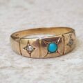 Antique Turquoise and Diamond Ring in 18ct Gold.