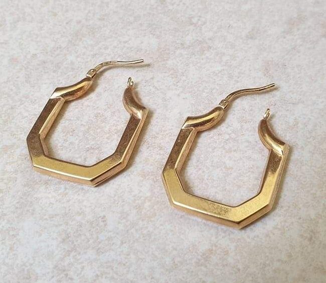 Geometric Design Hoops in 9ct Gold