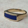 Lapis Lazuli Signet Ring in 9ct Gold, a UK L 1/2 or a US 6 1/4
