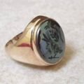 Hematite Centurion Signet Ring in 9ct Gold, a UK J 1/2 or a US 5 1/4