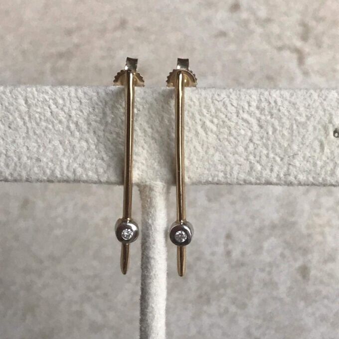 Bar Drop Diamond Earrings in 9ct Gold