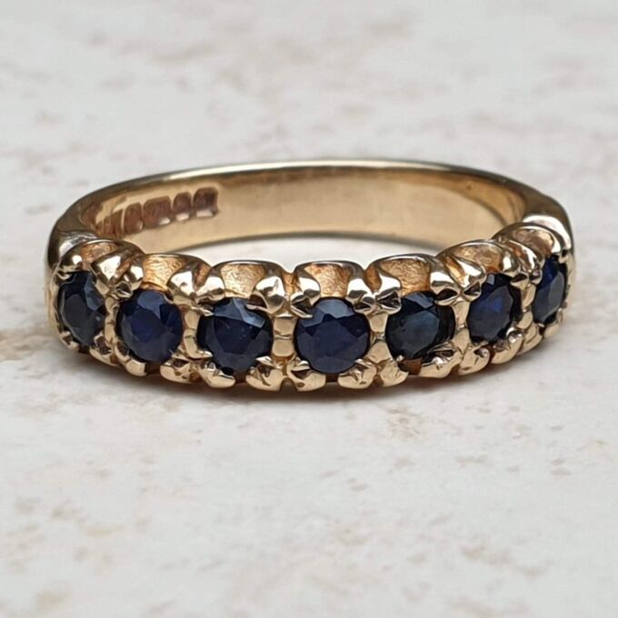 Blue Sapphire Stacking Eternity Band in 9ct Gold,  a UK K 1/2 or a US 5 3/4.