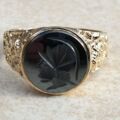 Hematite Intaglio Centurion Signet Ring in 9ct Gold.