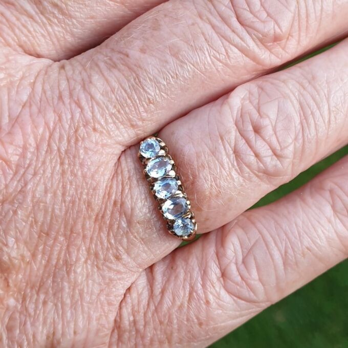 Five Stone Topaz Ring in 9ct Gold, a UK K or a US 5 1/2