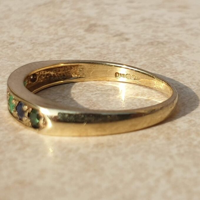 DEAREST Acrostic Ring on 9ct Gold,  a UK O or a US 7 1/2.