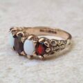 Chunky Opal and Garnet Ring in 9ct Gold, a UK L 1/2 or a US 6 1/4