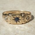 Sapphire and Diamond Ring in 9ct Gold, a UK M 1/2 or a US 6 3/4