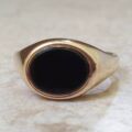 East West Oval Onyx Signet Ring in 9ct Gold.
