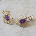 Amethyst Heart Detail Earrings in 9ct Gold