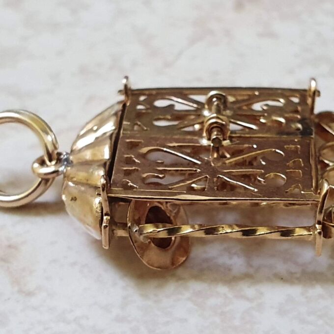 Quirky Window Shutter Gardeners Pendant in 9ct Gold.
