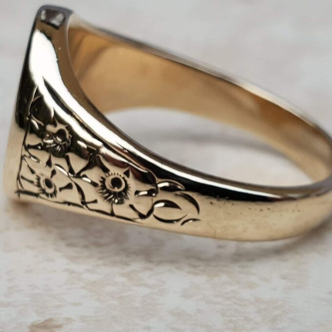 Sold Oval Diamond Signet Ring in 9ct Gold,  a UK S or a US 9 1/2.