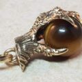 Tigers Eye Claw Talon Fob Pendant in 9ct Gold